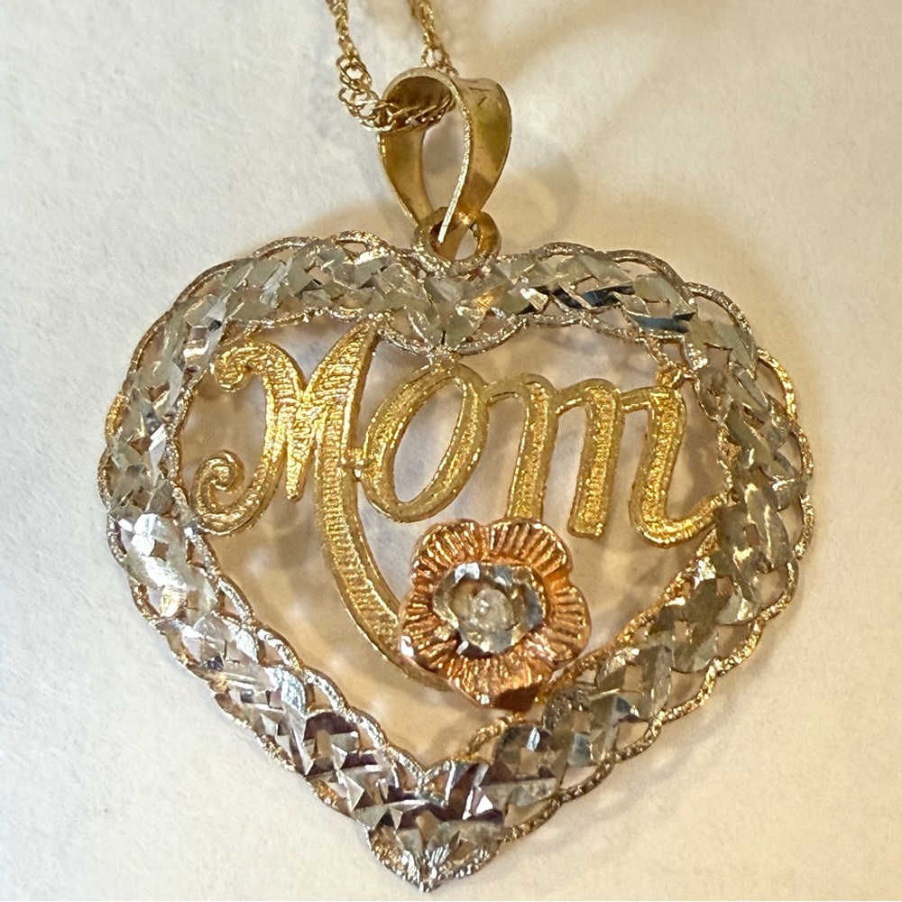 Michael Anthony Rose Yellow White 10k Gold MOM Pendant 18” Mother’s Day Necklace